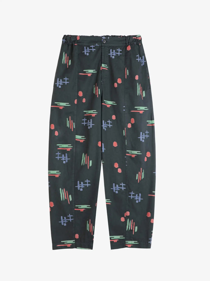 Pantalón cocoon estampado artístico multicolor