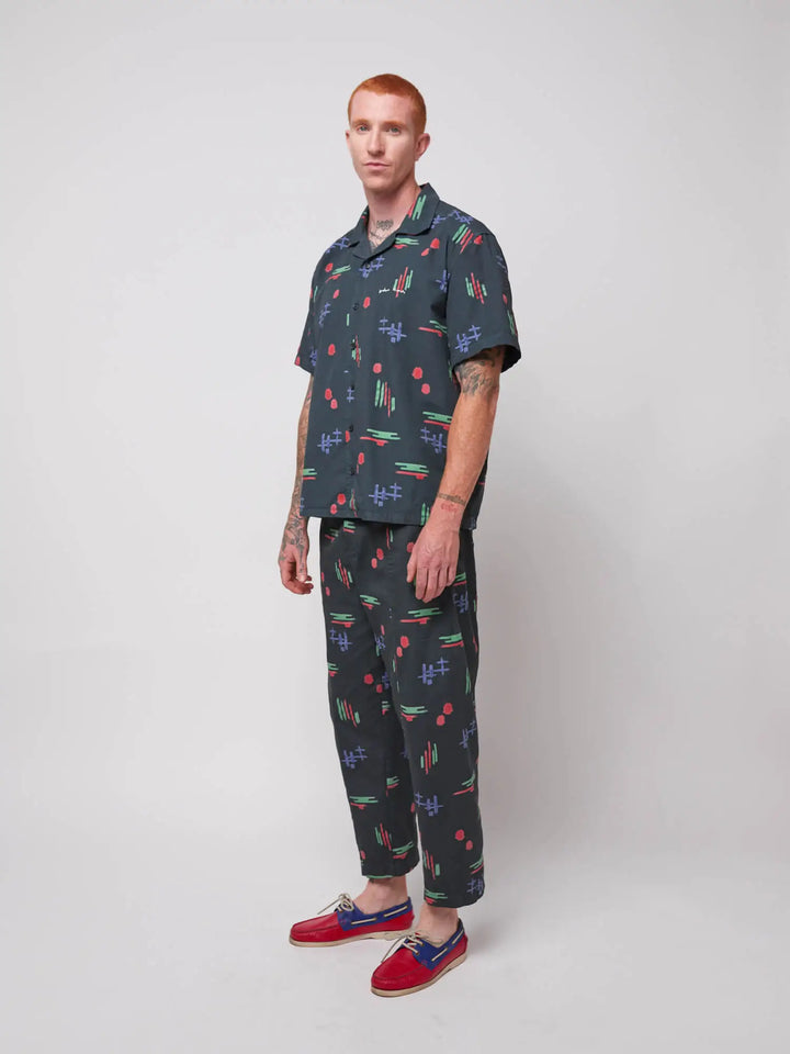 Pantalón cocoon estampado artístico multicolor