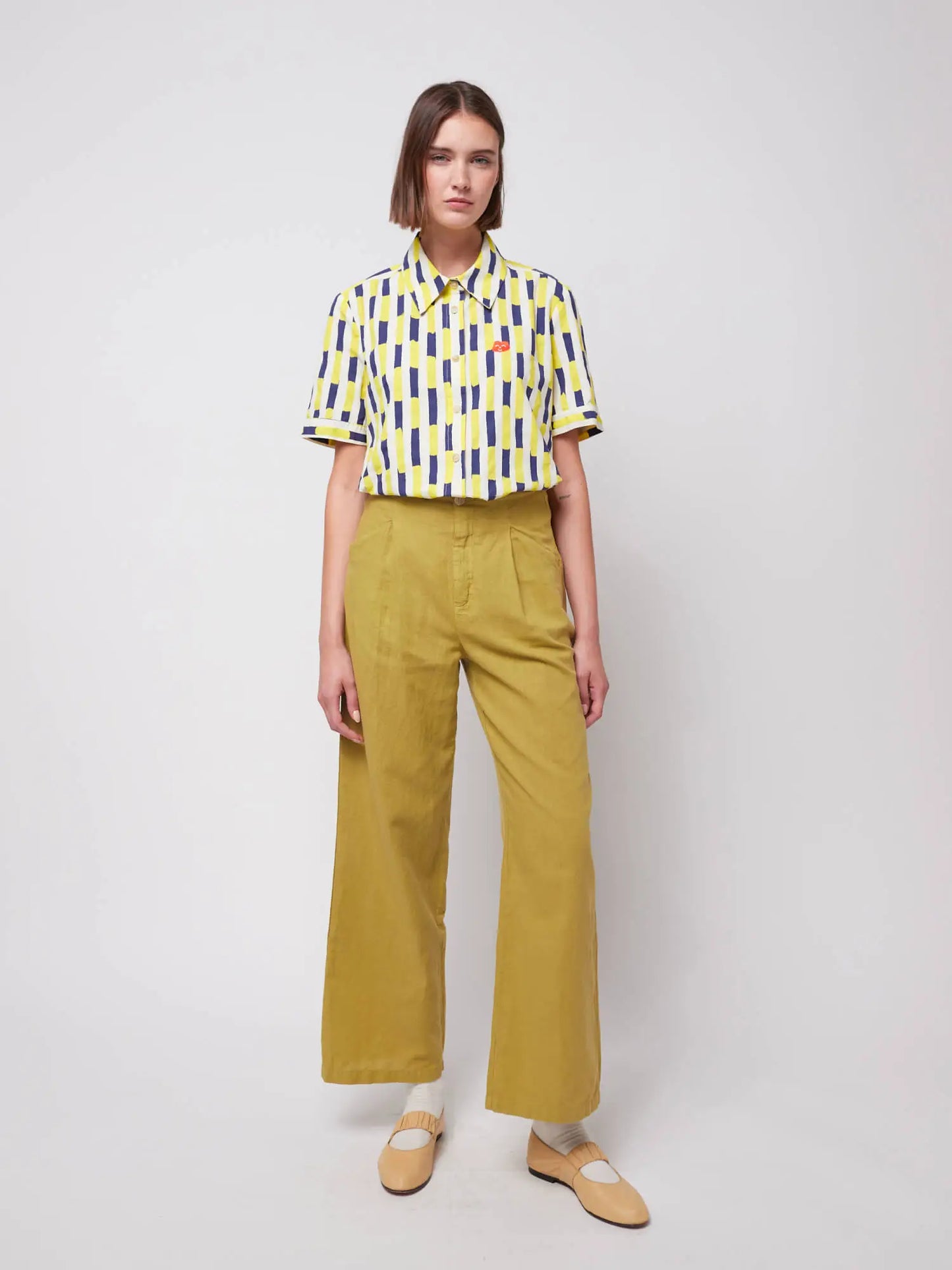 Linen blend pleated trousers