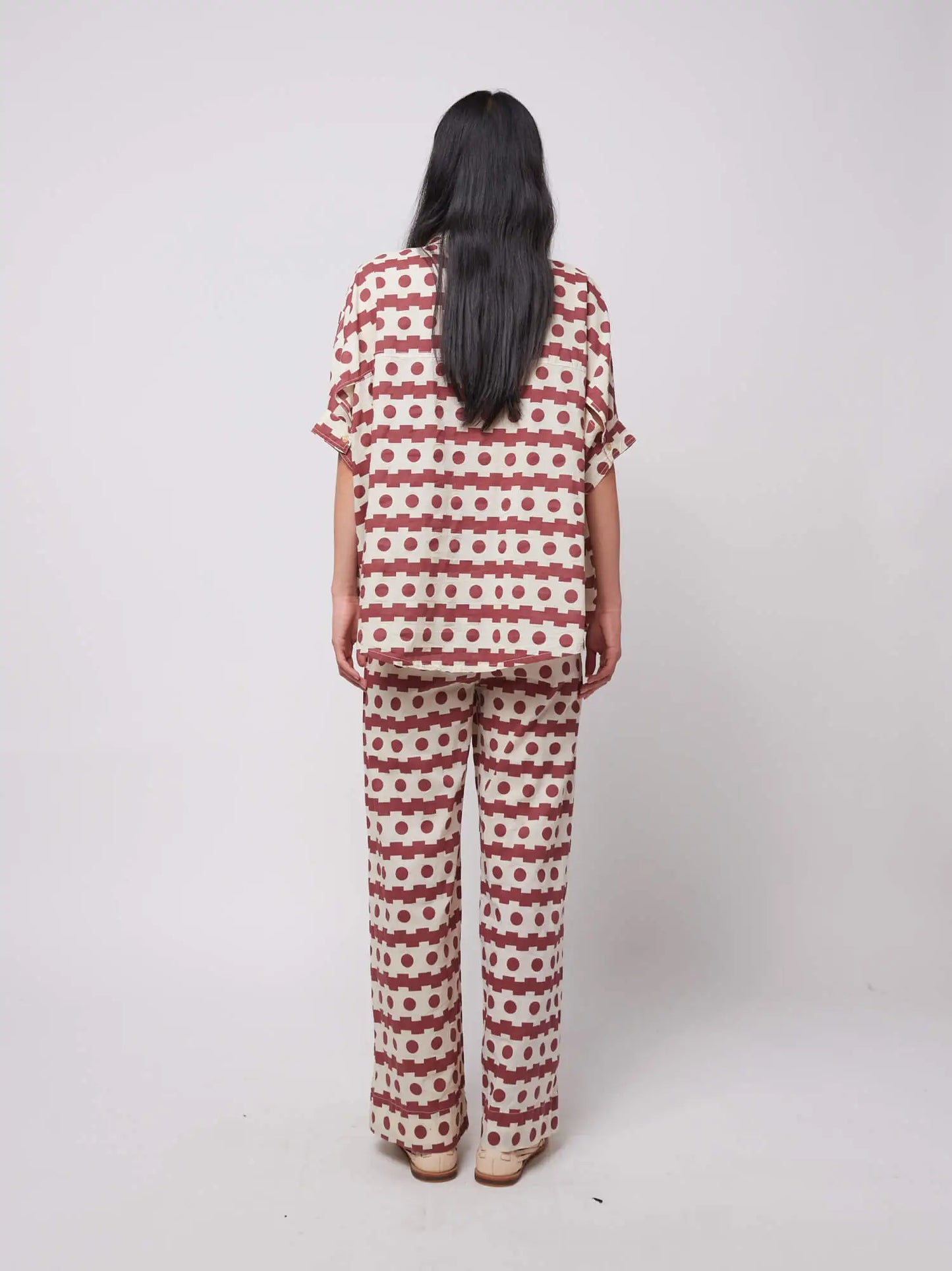 Geometric print wide-leg trousers