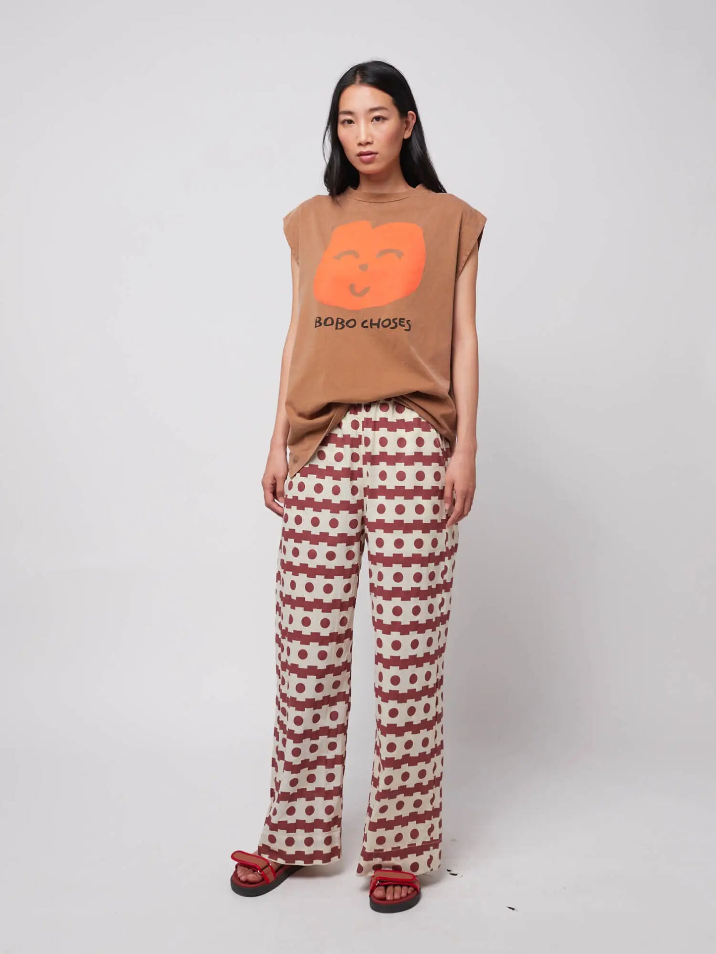 Geometric print wide-leg trousers