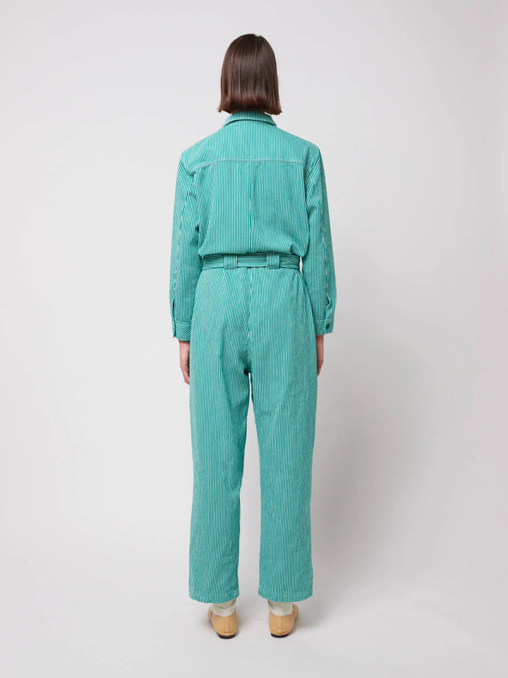 Striped twill jumpsuit