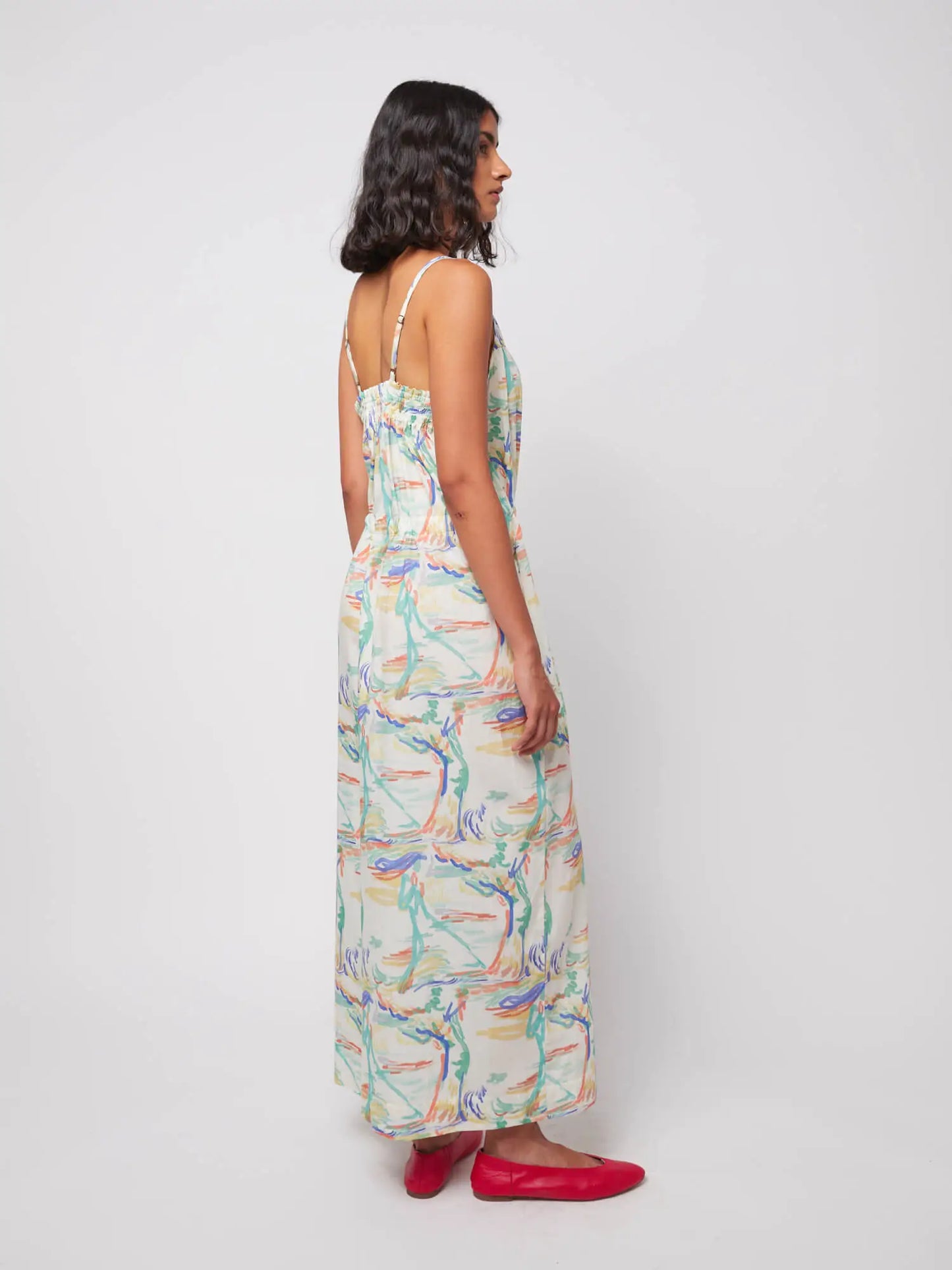 Landscape print wide-leg jumpsuit