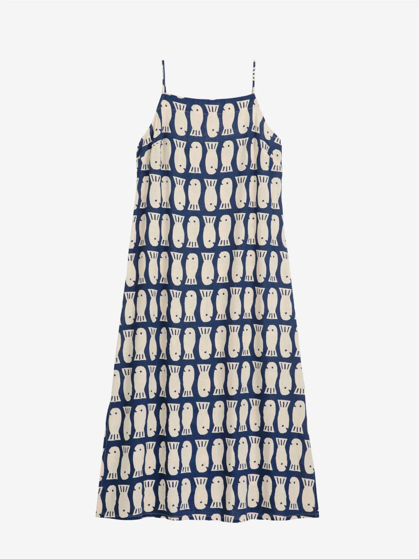 Lucky Fish print viscose strap dress