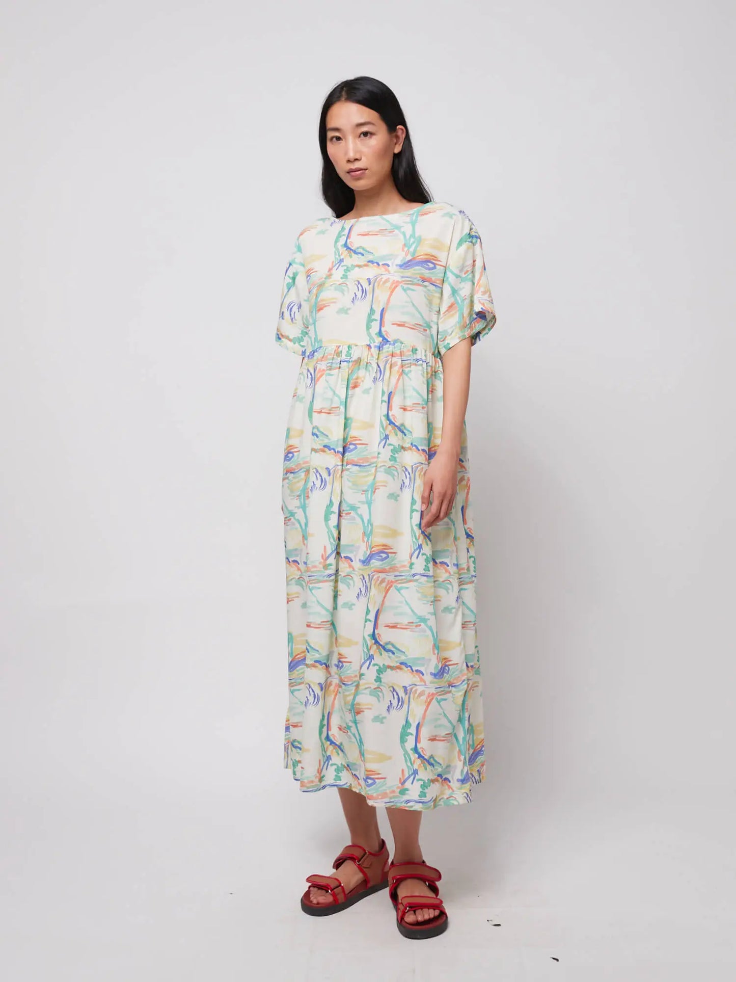 Spring Landscape print loose dress