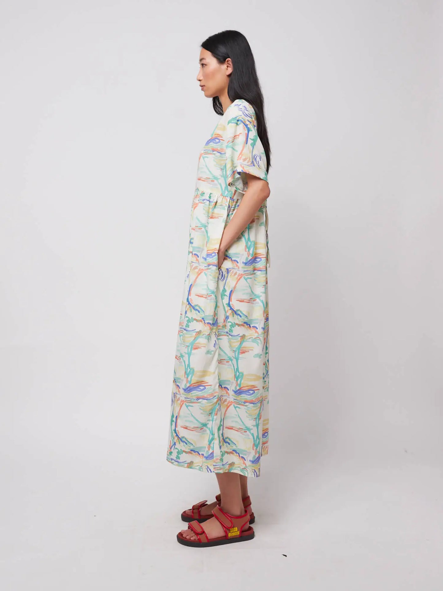 Spring Landscape print loose dress