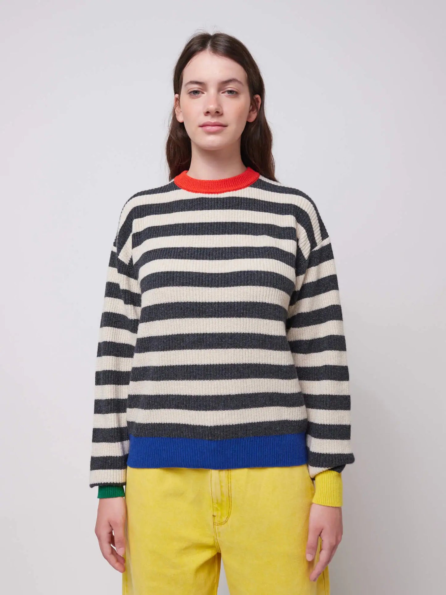 Striped wool blended jumper