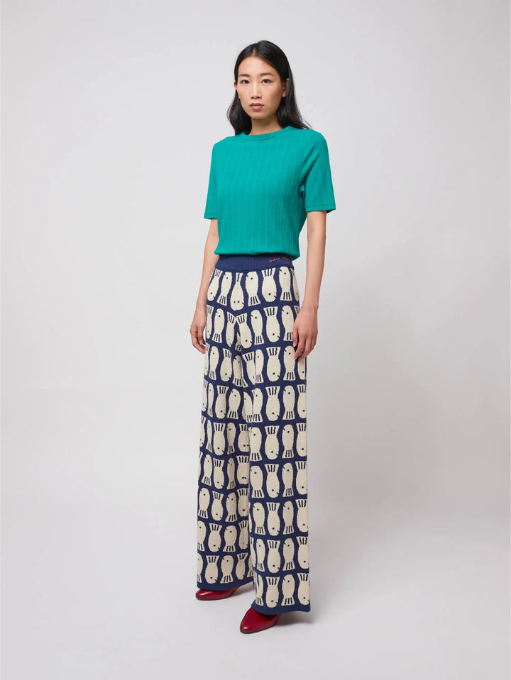 Lucky Fish jacquard knitted trousers