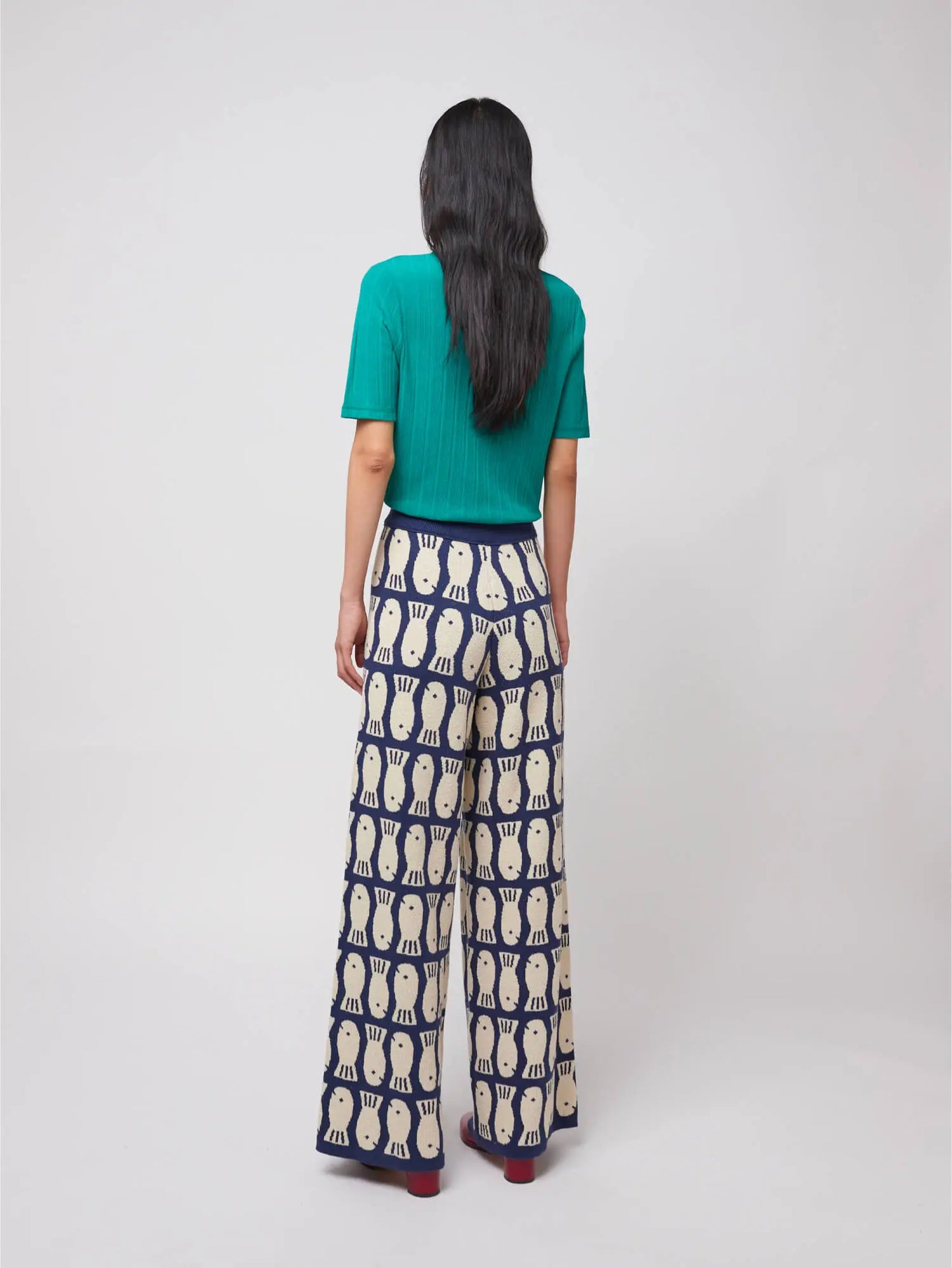 Lucky Fish jacquard knitted trousers