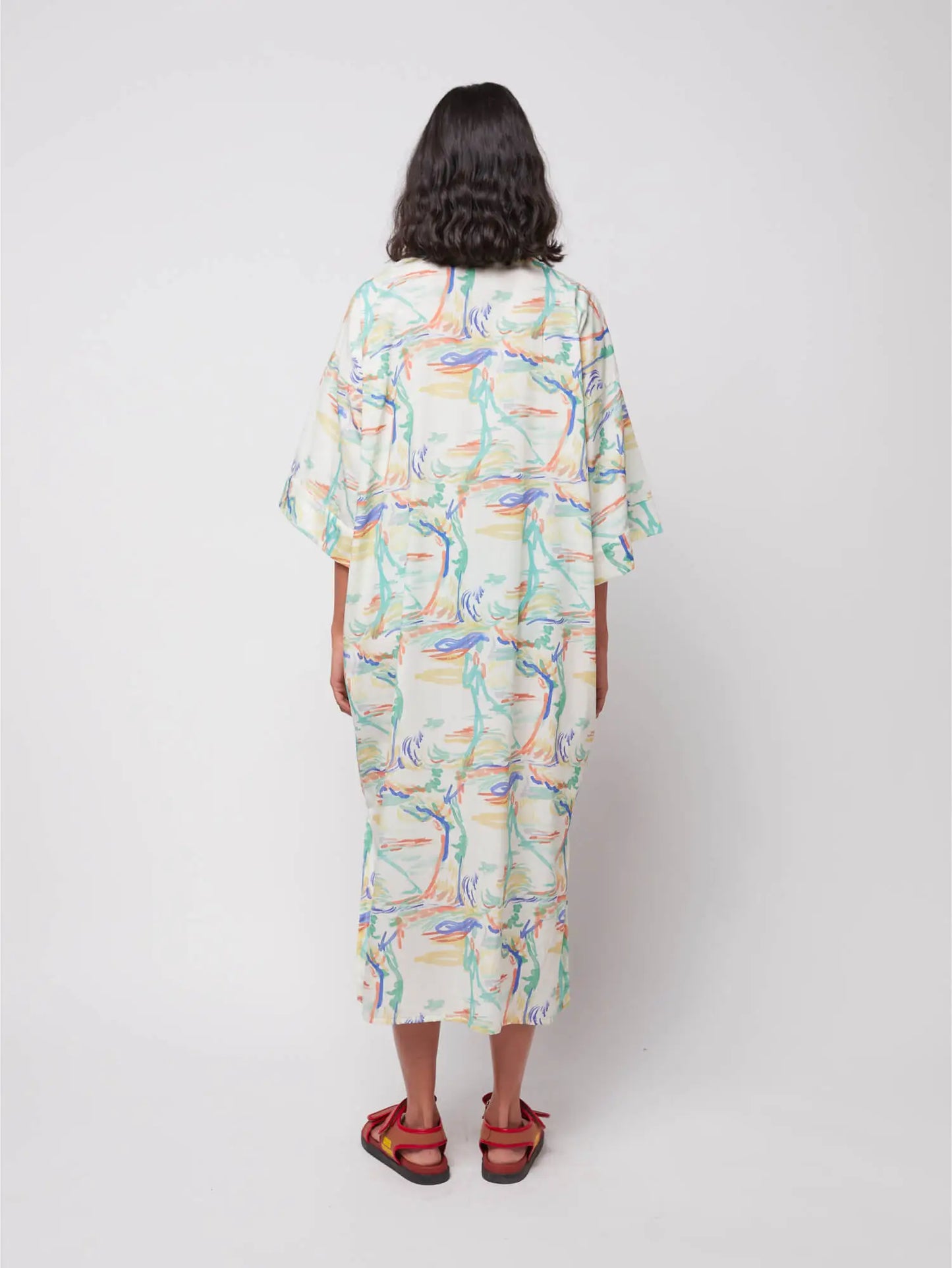 Spring landscape print kimono