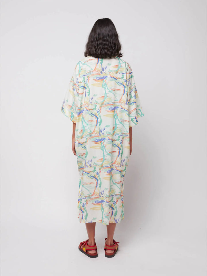 Spring landscape print kimono