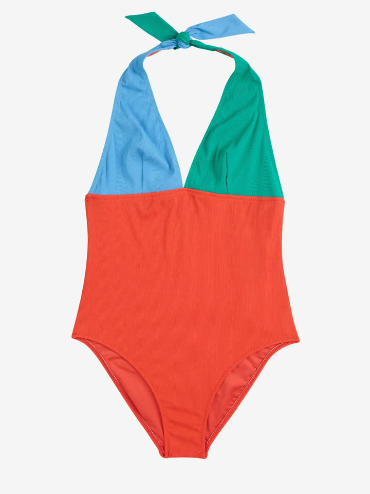 Color block V-neck swimsuit