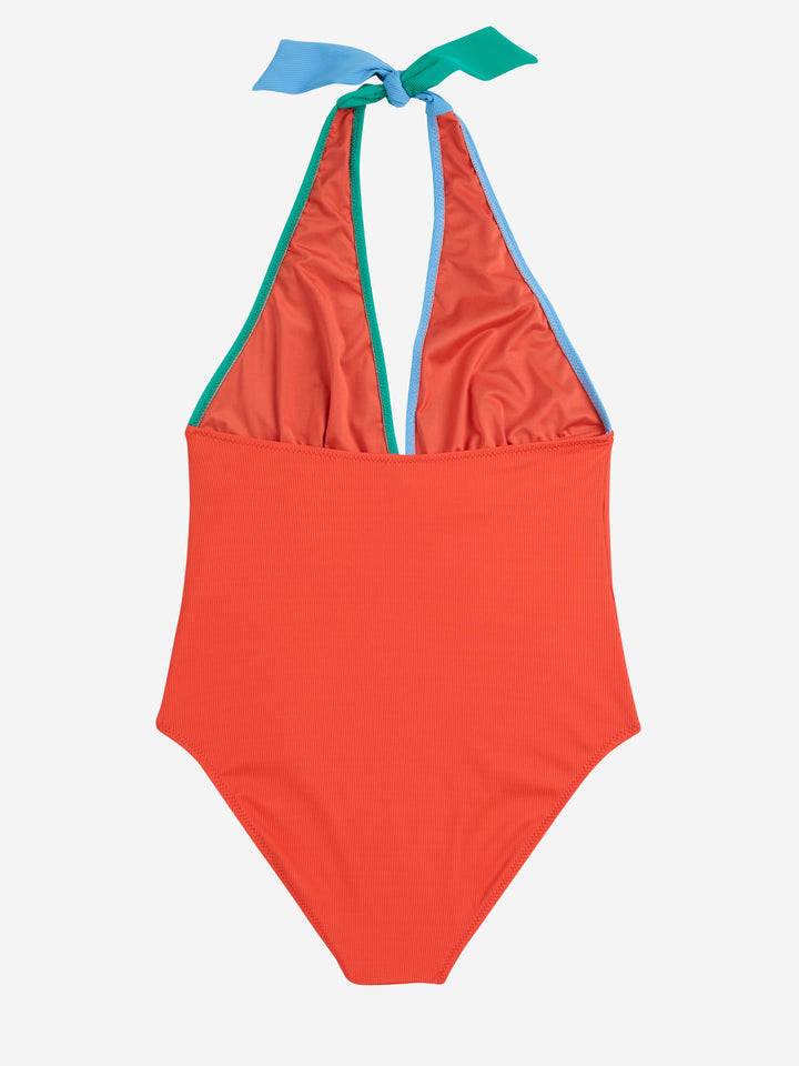 Color block V-neck swimsuit