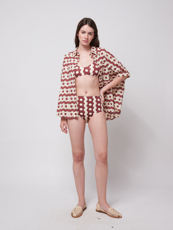 Geometrical stripes print top bikini