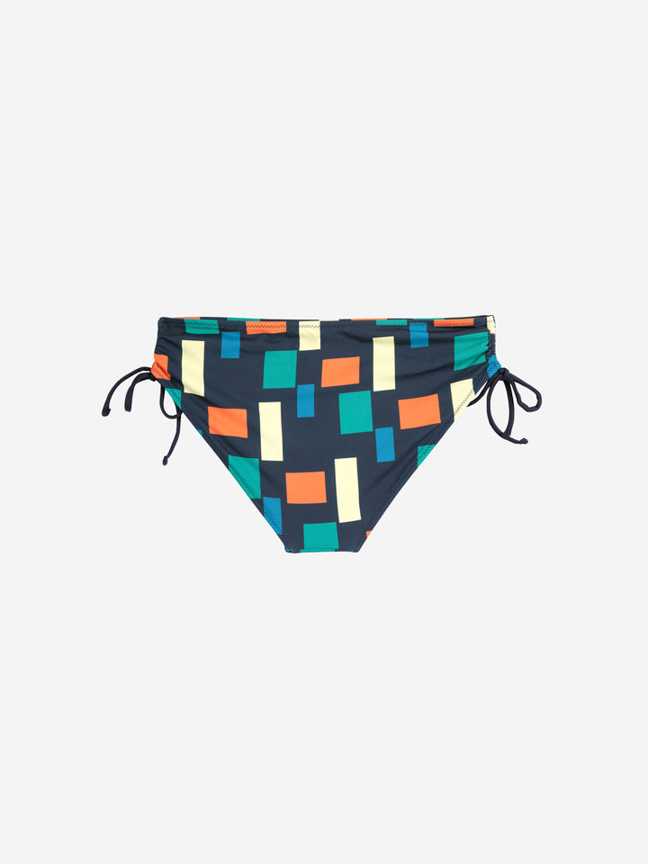 Color block print recycled high bikini bottom