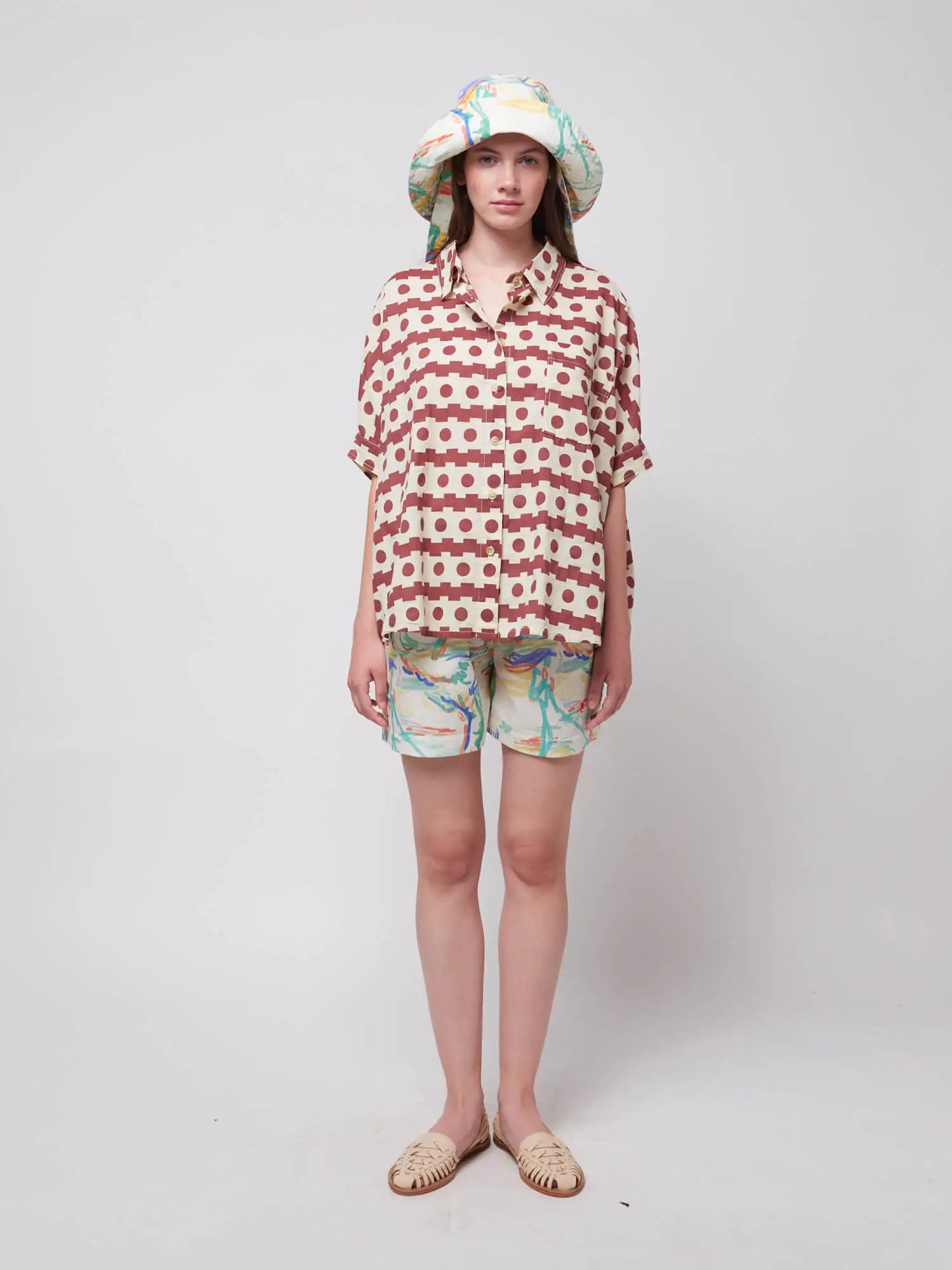 Landscape print lyocell shorts