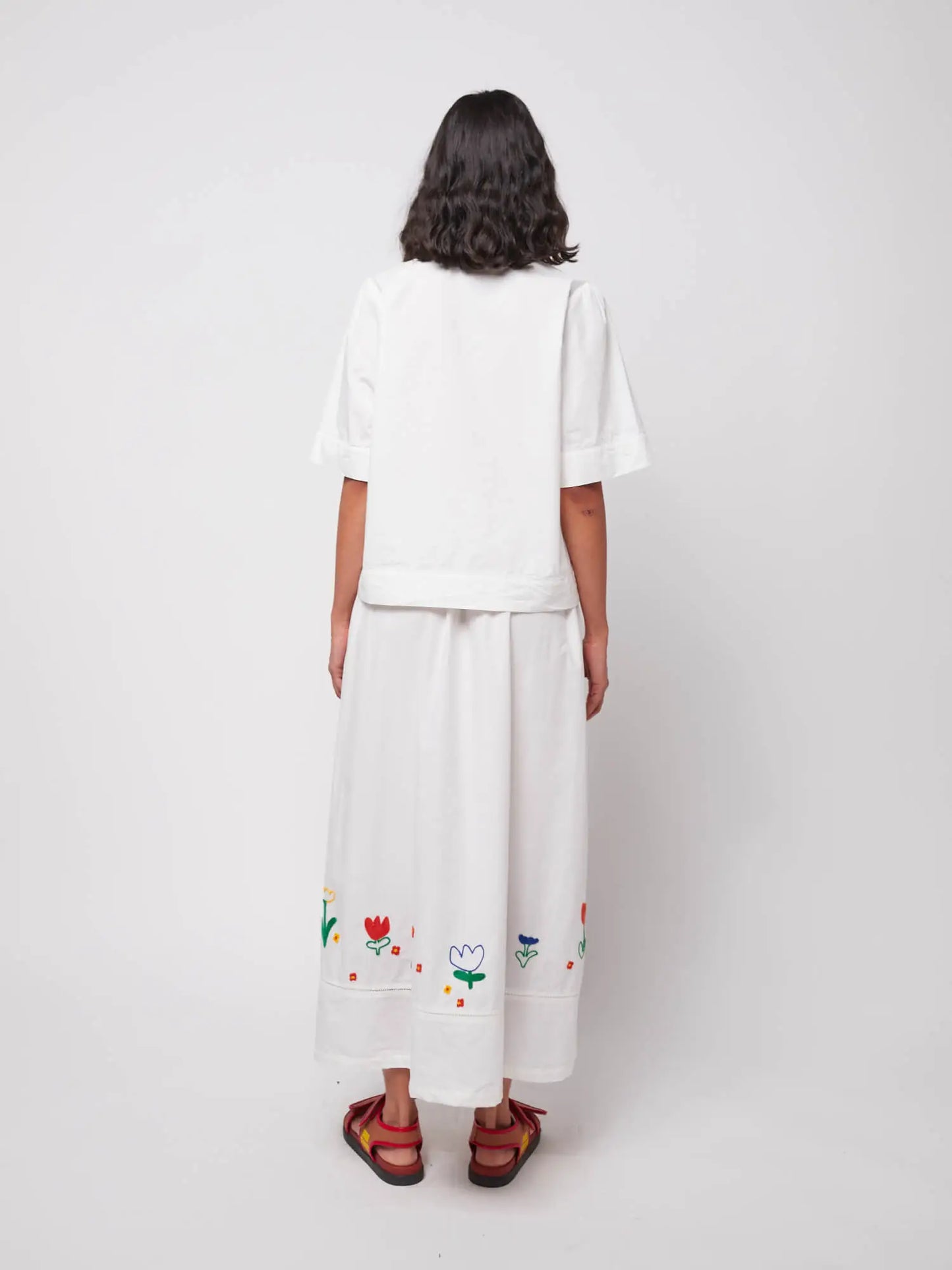 Garden embroidery poplin skirt