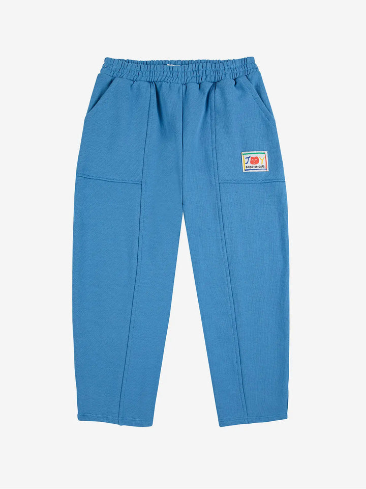 Smiling blue jogging pants