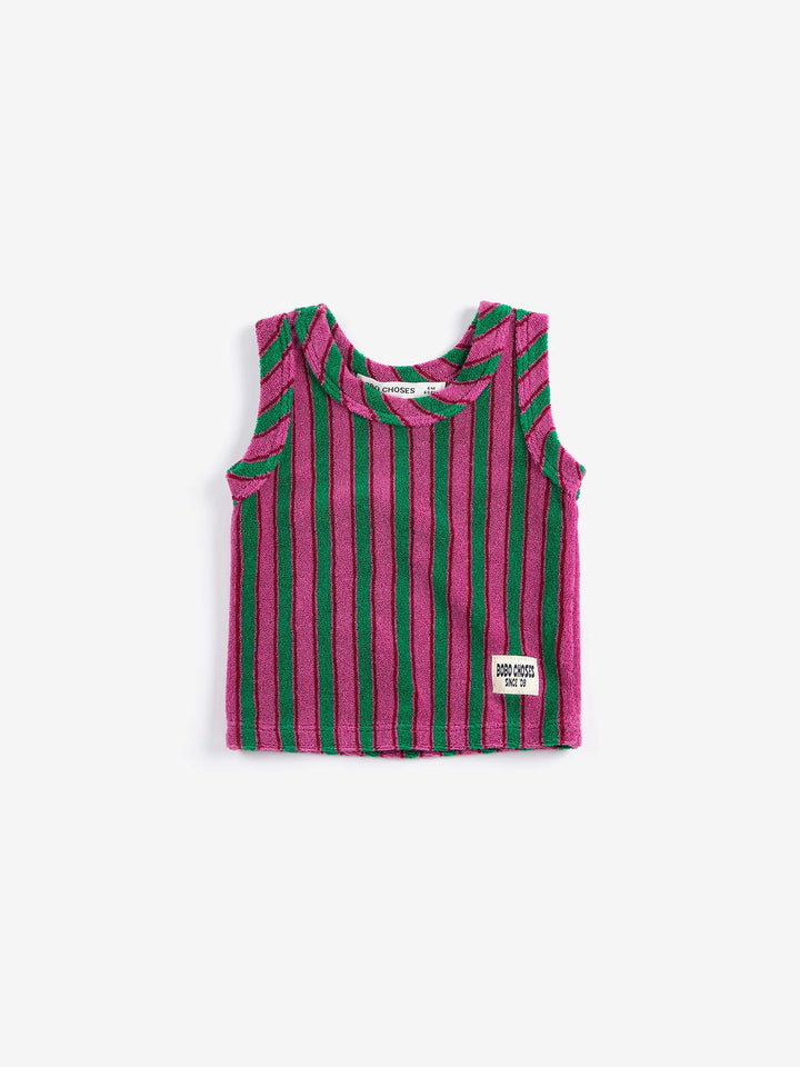 Striped terry cloth tank top