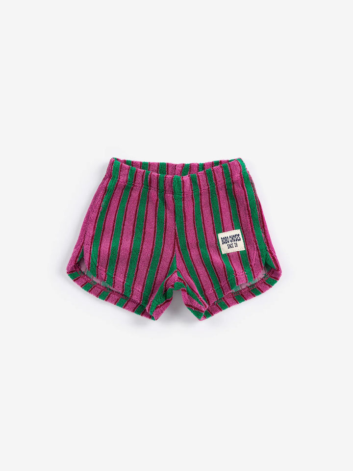Striped terry cloth shorts