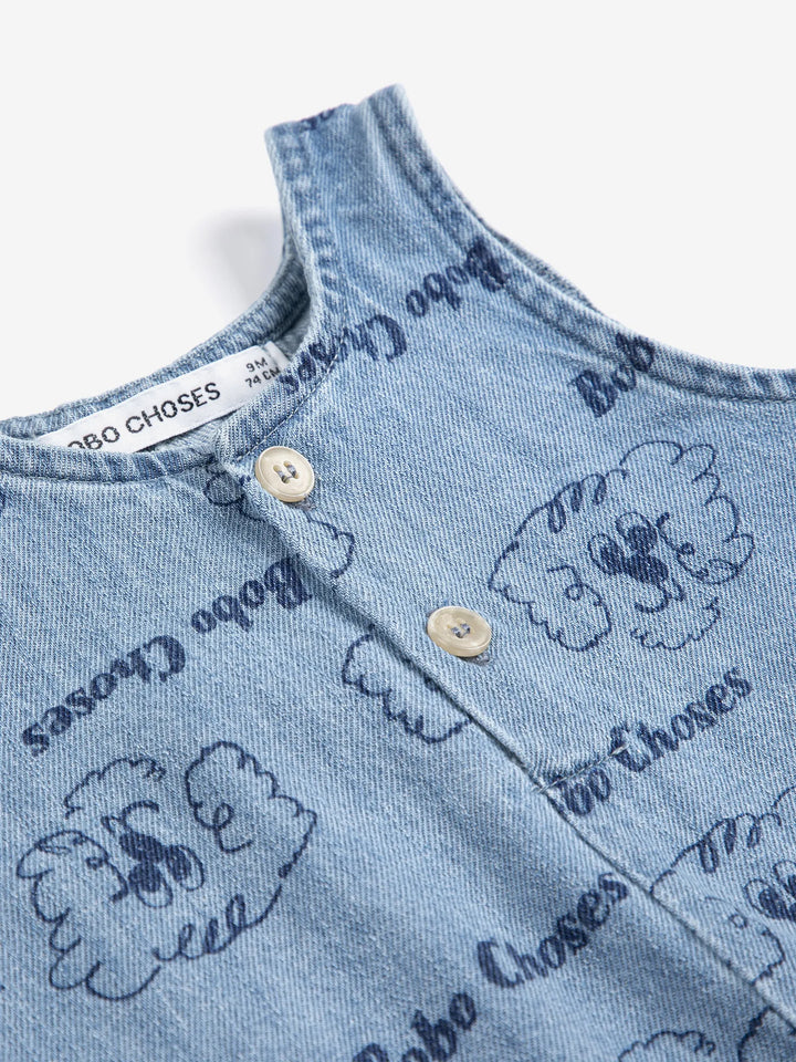 Pickles The Dog all over denim playsuit