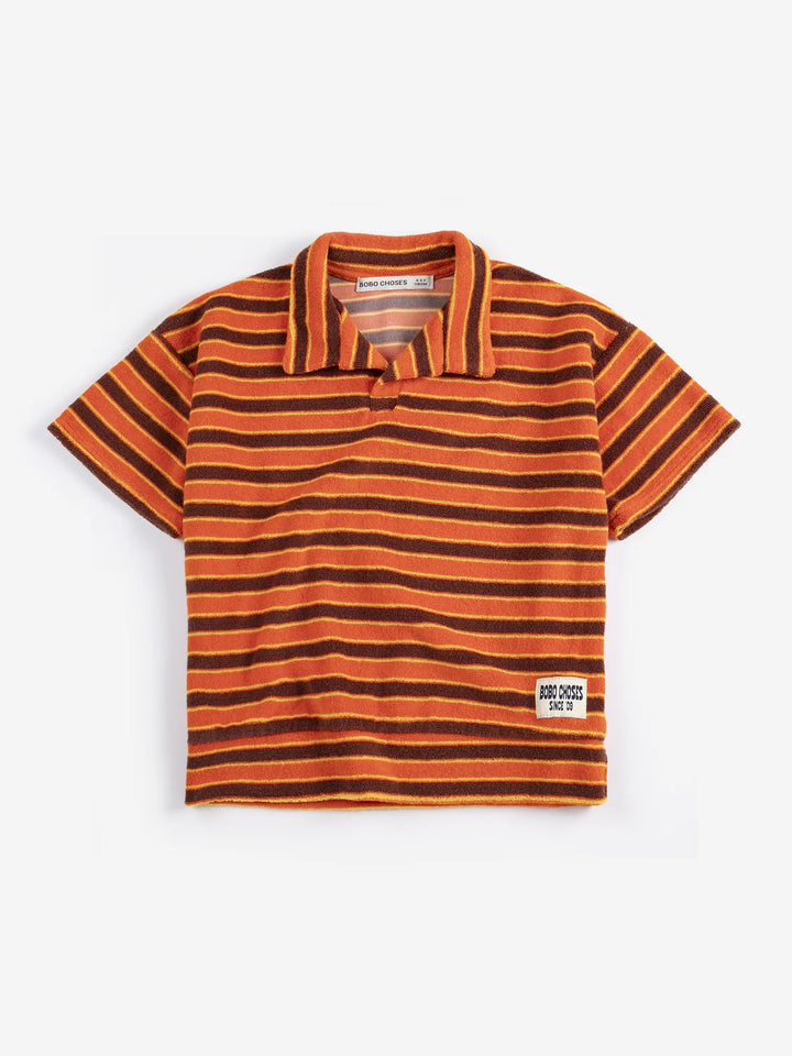 Striped Brick terry cloth polo