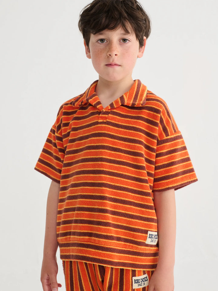 Striped Brick terry cloth polo