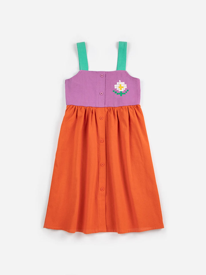 Pixel Daisy color block woven dress
