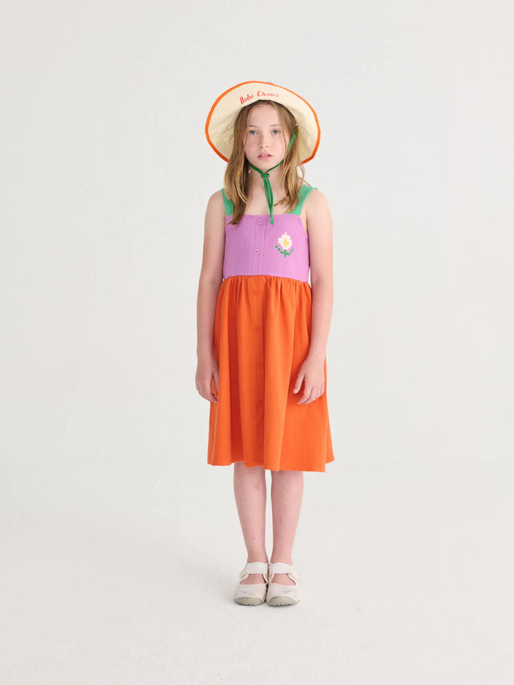 Pixel Daisy color block woven dress