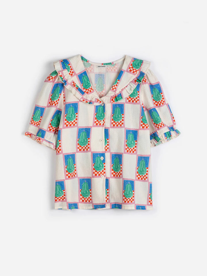Simple pear pattern collar shirt