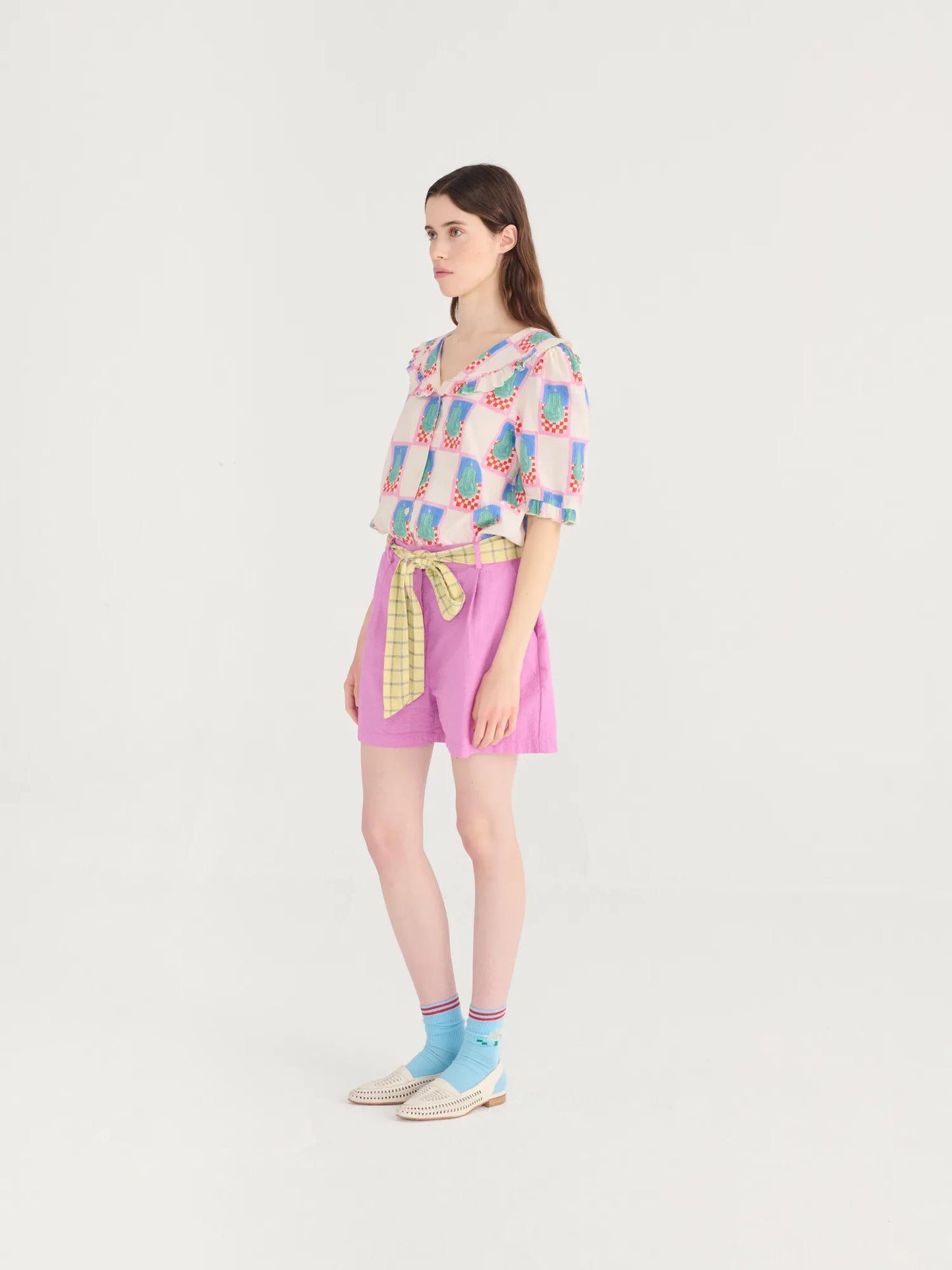 Simple pear pattern collar shirt