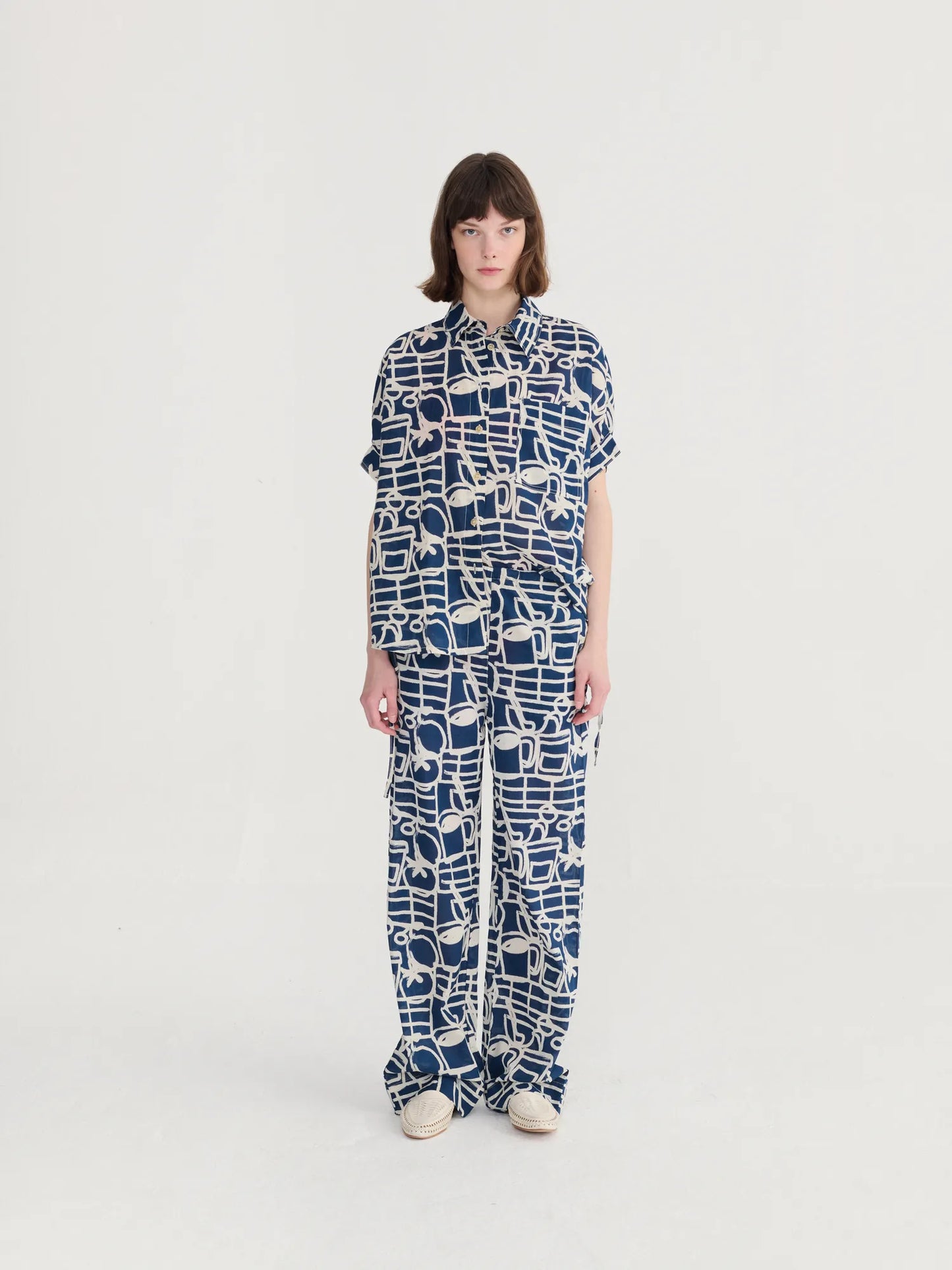 Cookery Festival pattern oversize shirt