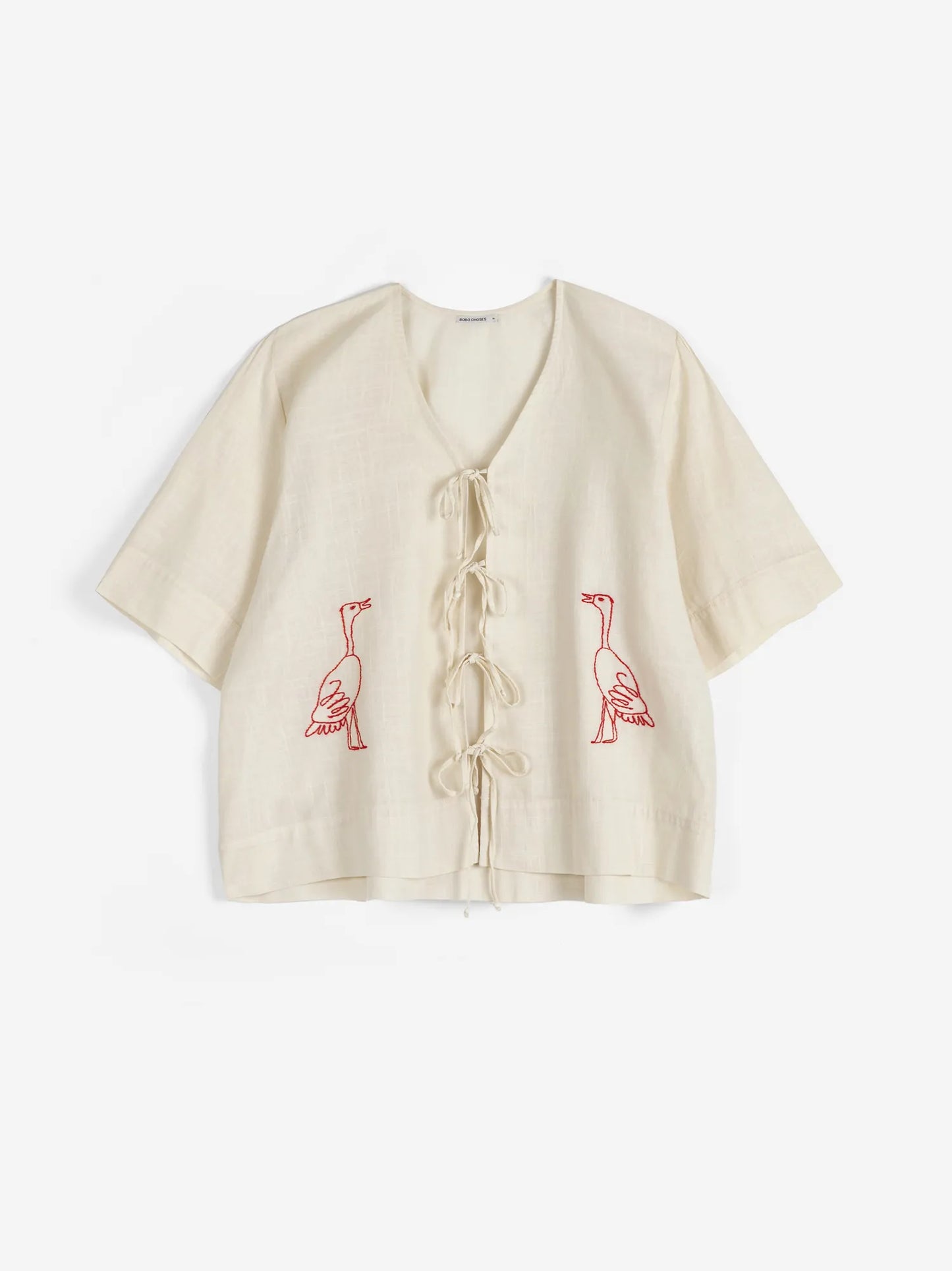 Embroidery tied blouse
