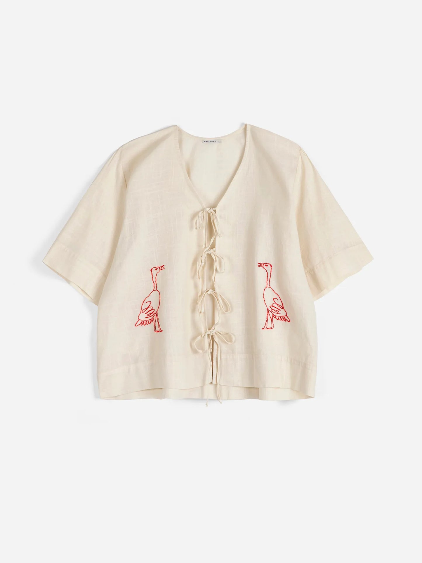 Embroidery tied blouse