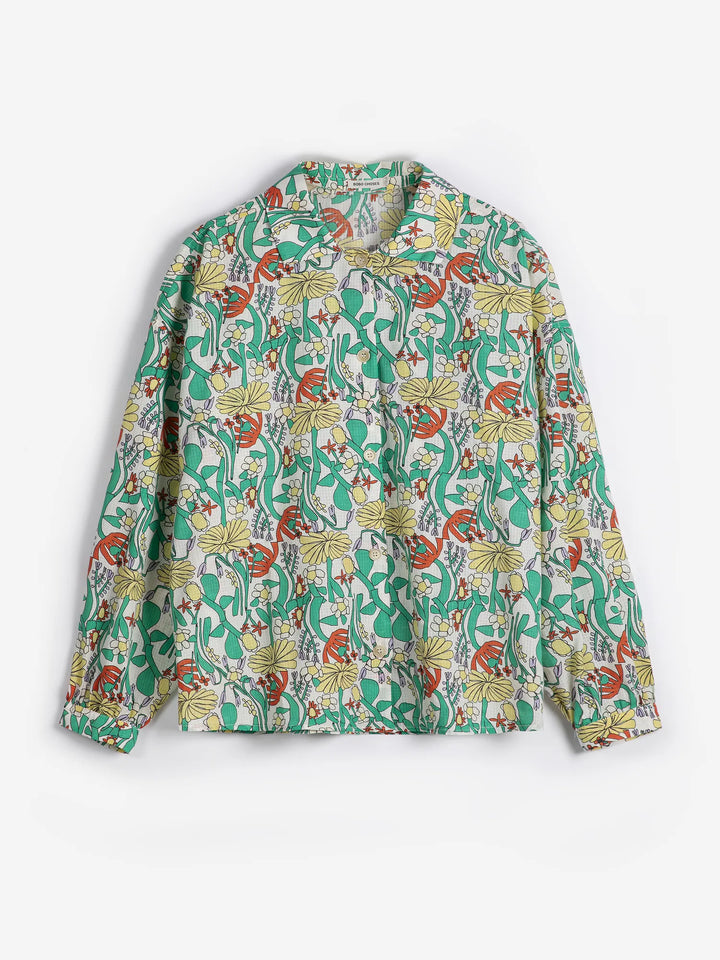 Color herbalist pattern collar shirt