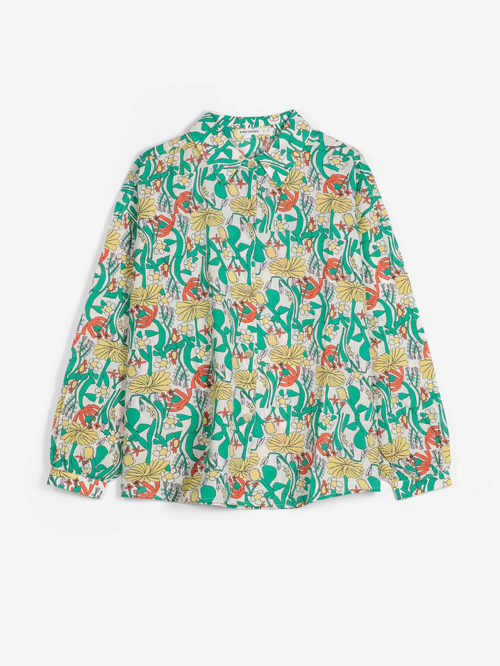 Color herbalist pattern collar shirt