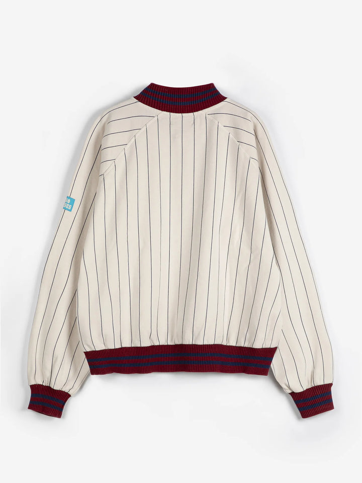 Striped high neck relaxed sweatshirt