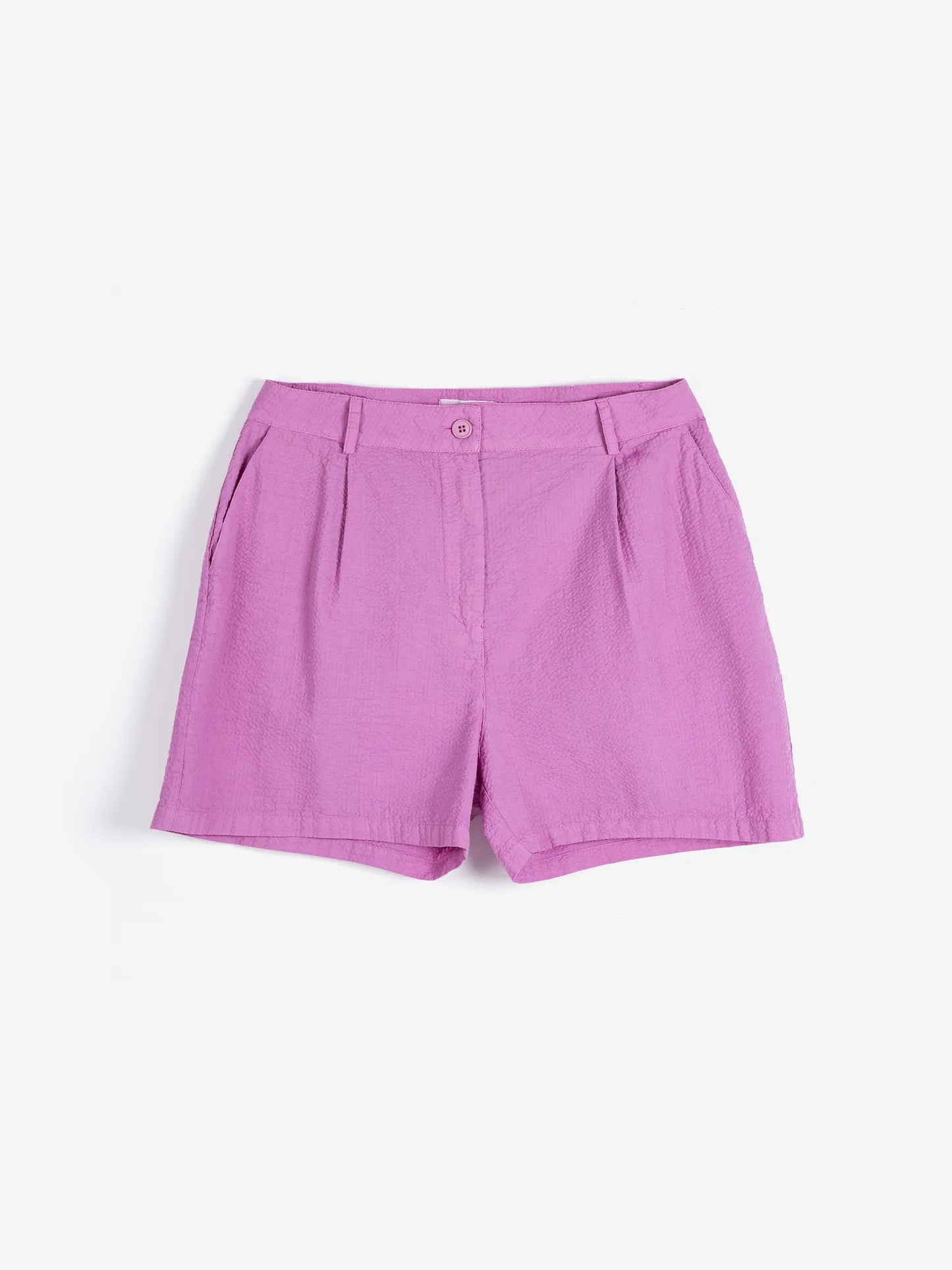Pleated seersuker shorts
