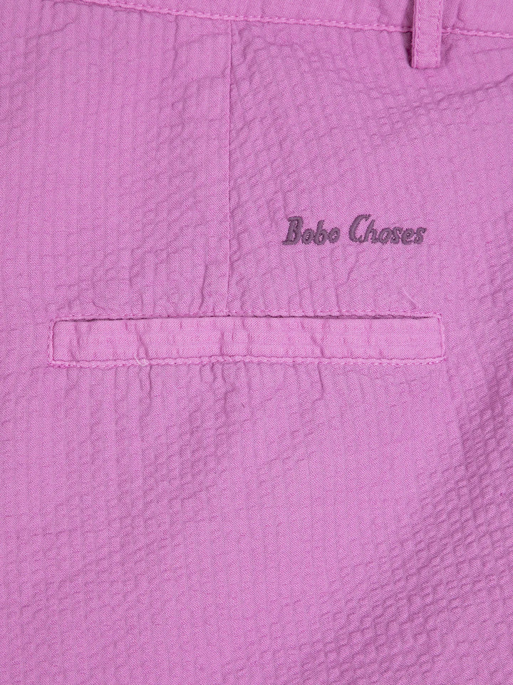 Pleated seersuker shorts