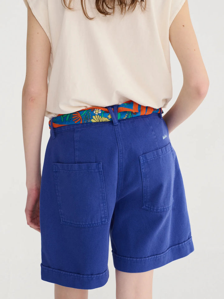 Pleated twill bermudas
