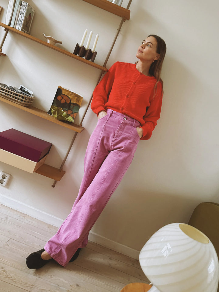 Pantalón bootcut de sarga lavada