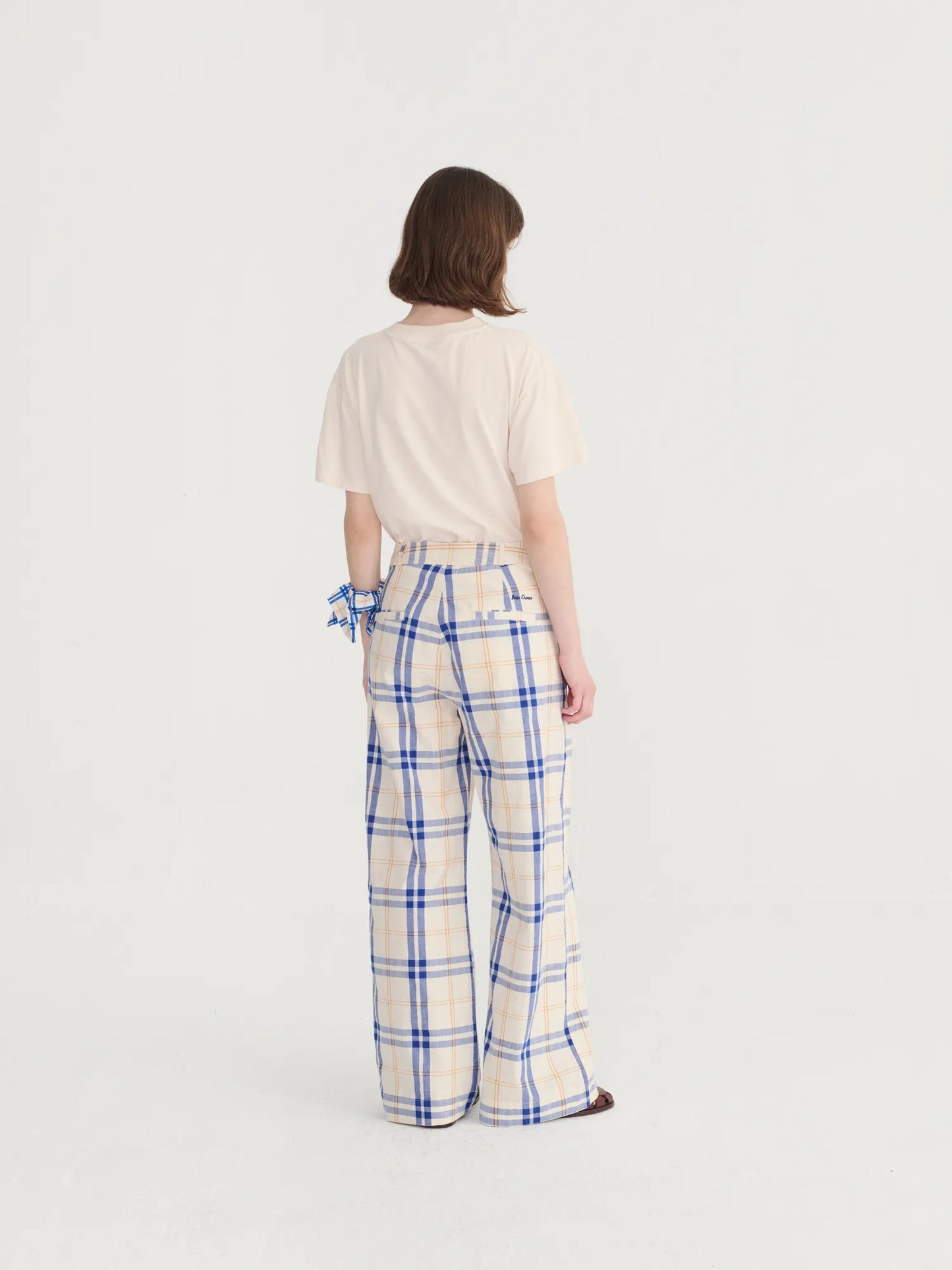 Fun Tartan twill wide leg pants
