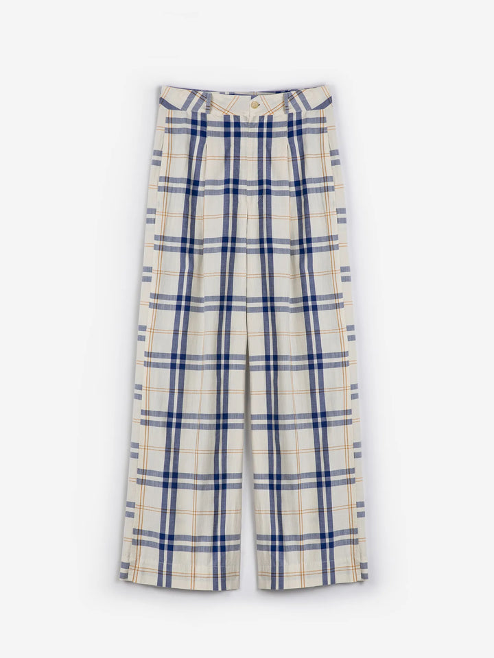 Fun Tartan twill wide leg pants