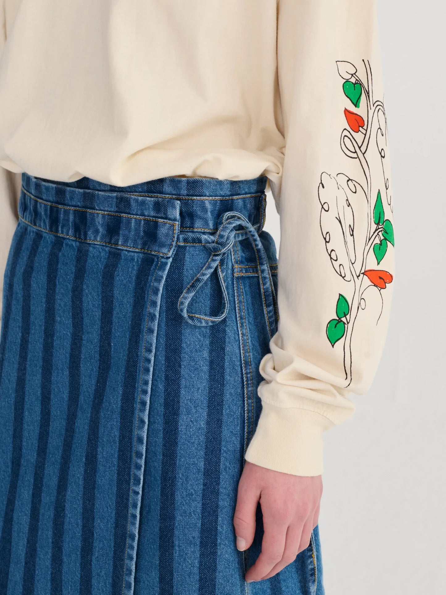 Falda cruzada vaquera a rayas