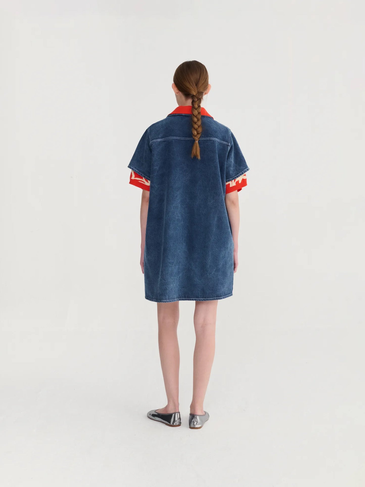 Washed polo twill dress