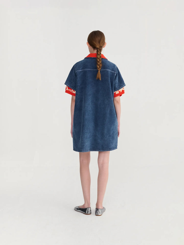 Washed polo twill dress