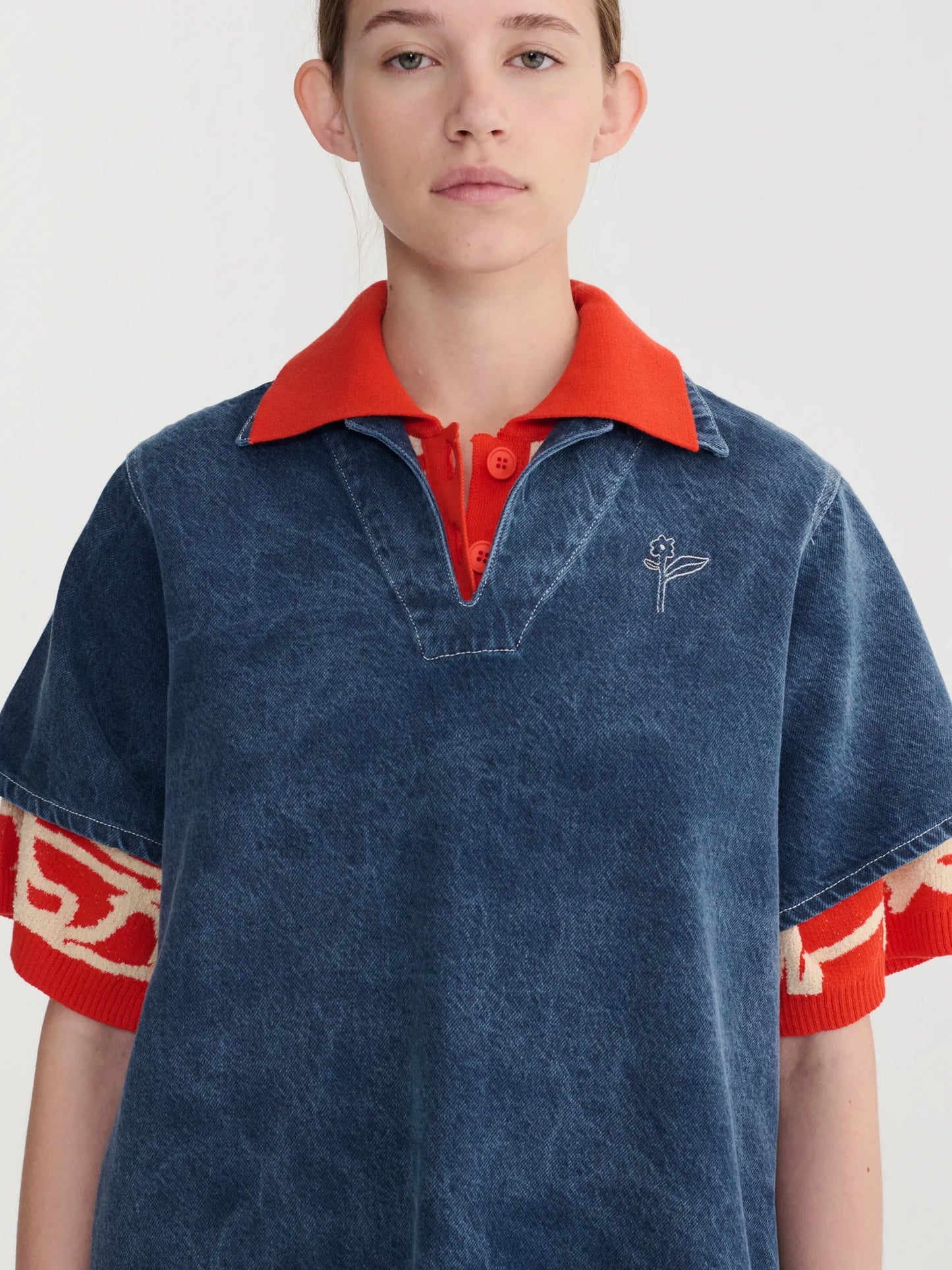 Washed polo twill dress