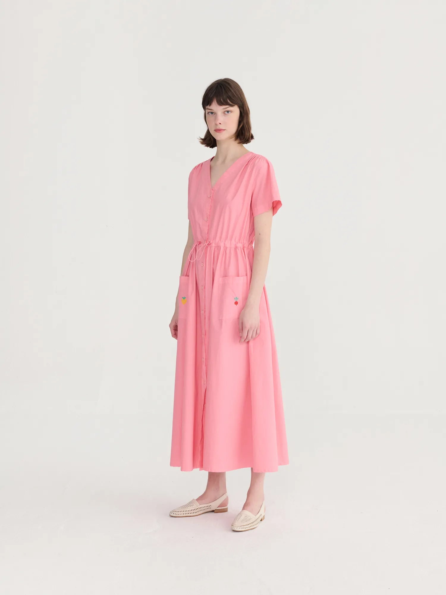 pink v neck t shirt dress Powder Pink Vintage Rock V-Neck T-Shirt Dress