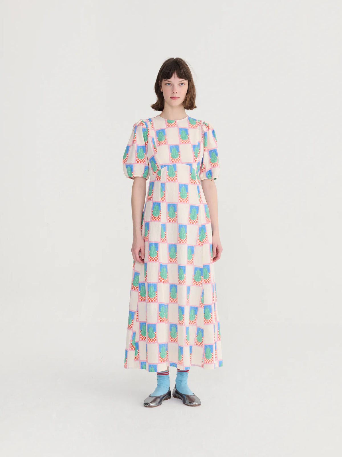 Obo Pattern Simple Pear pattern puff sleeve dress | Bobo Choses for Woman