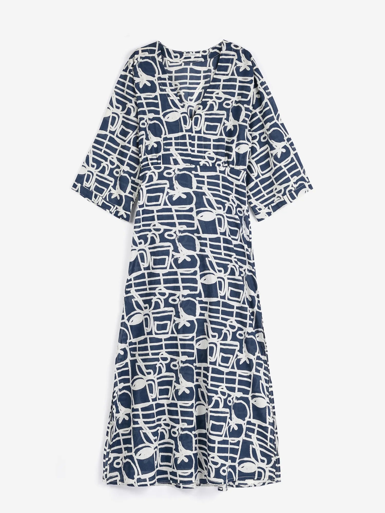 Cookery festival pattern v-neck dress Cookery festival pattern v-neck dress